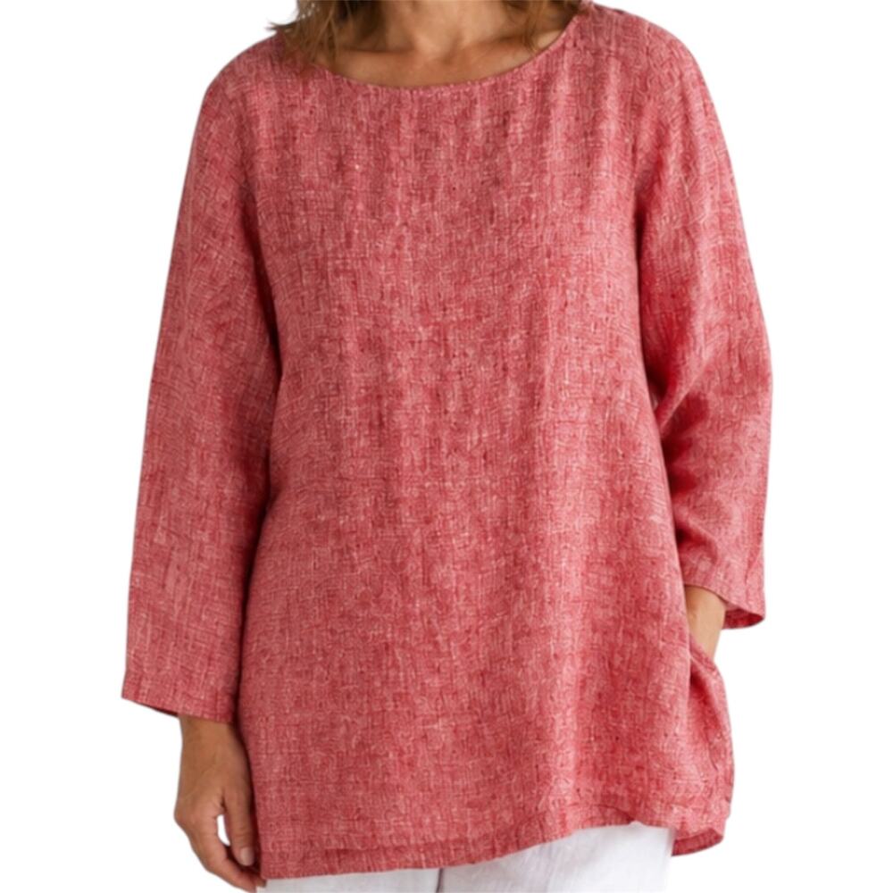 Soft surroundings Sorbetti Linen Tunic blouse Délavé dyeing red XSmall